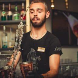 Bartender making a fancy drink
